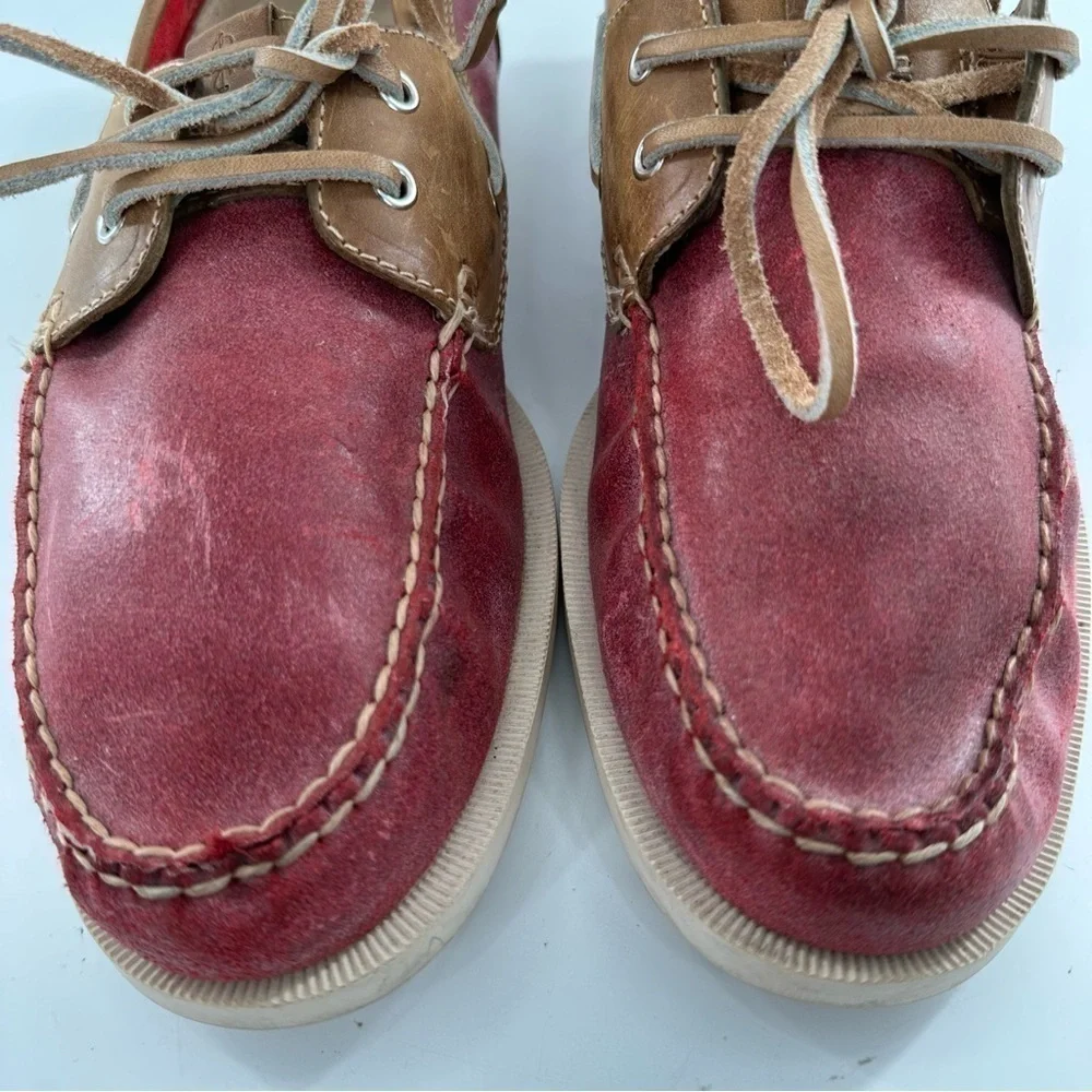 Cole haan yacht club collection boat shoes 9.5 red brown leather vintage 90s